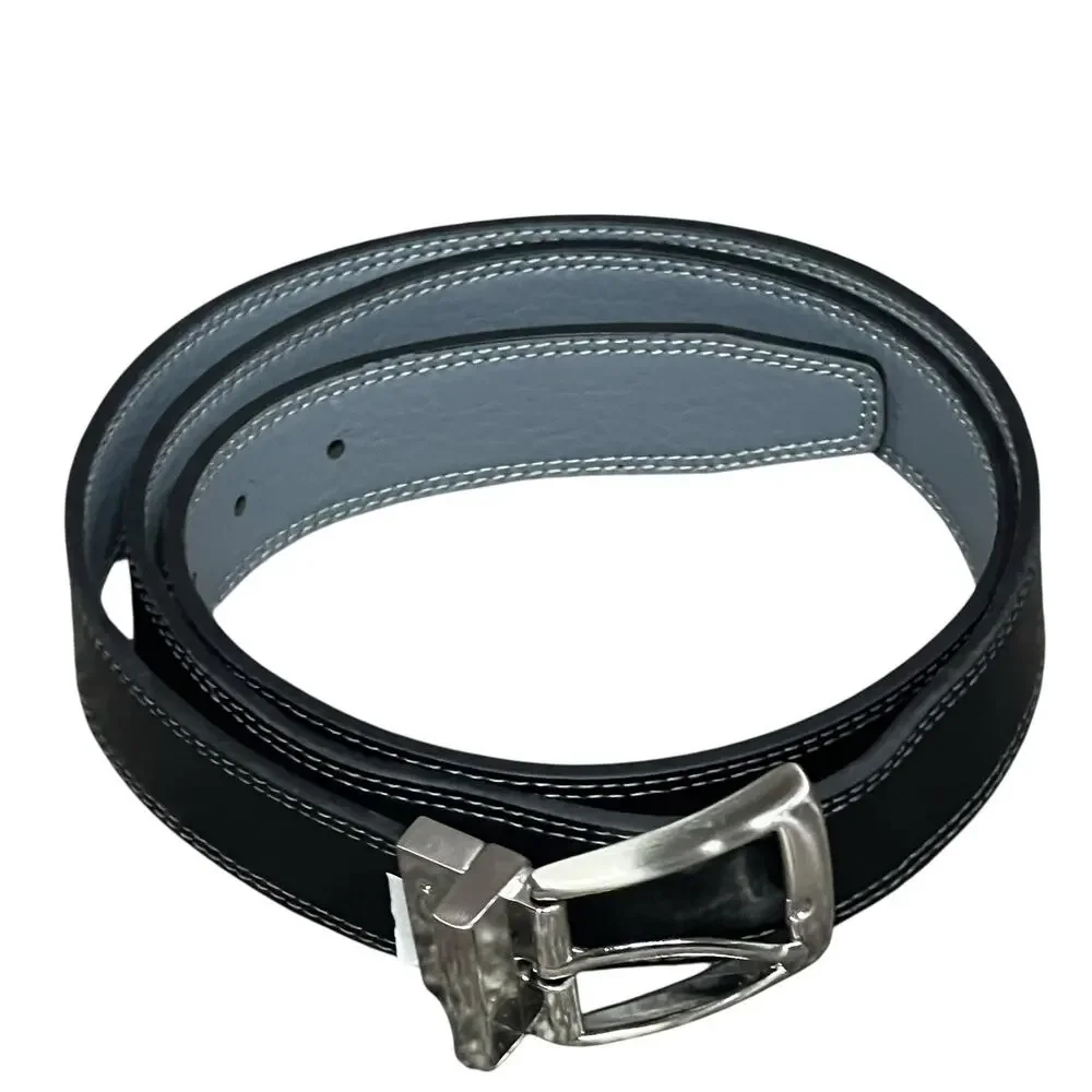 Nike‎ Golf Belt Mens XL Black Gray Double Row Stitch Reversible Swoosh Athletic